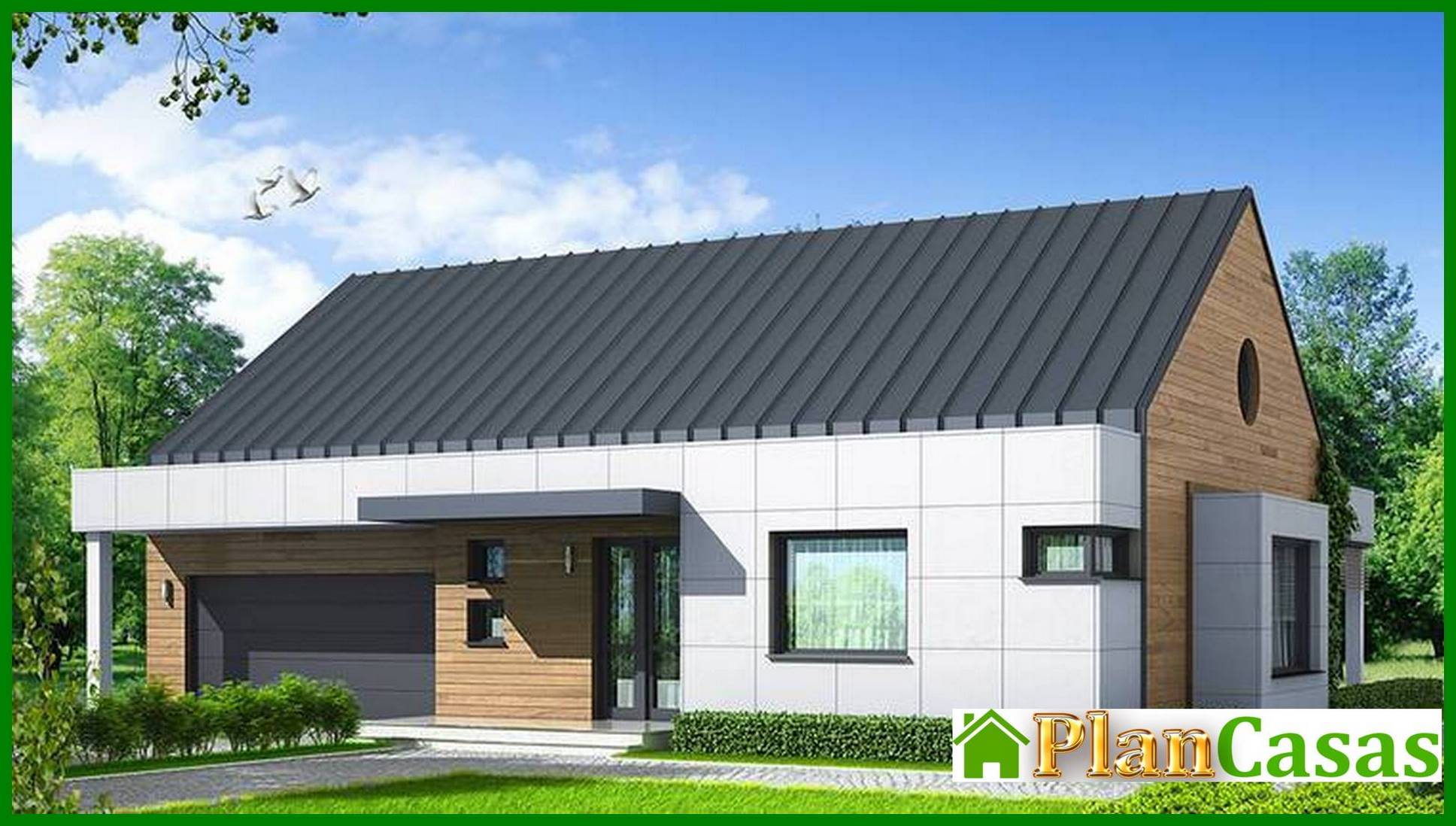 Visualization gallery - Scheme of an attractive residential building with a garage for two cars