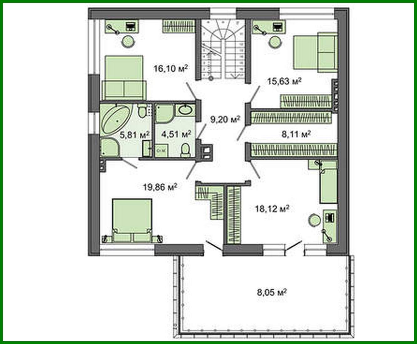 Visualization gallery - Project of a two-story cottage in bright colors with a spacious terrace
