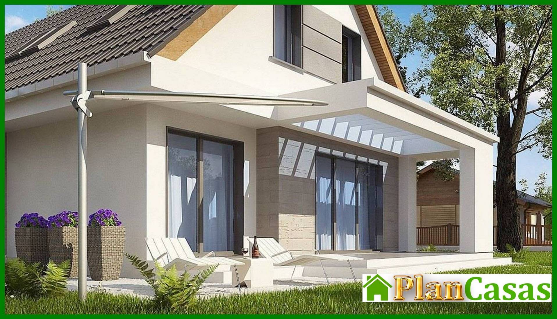 Visualization gallery - Modern project of a house with an attic for a narrow plot