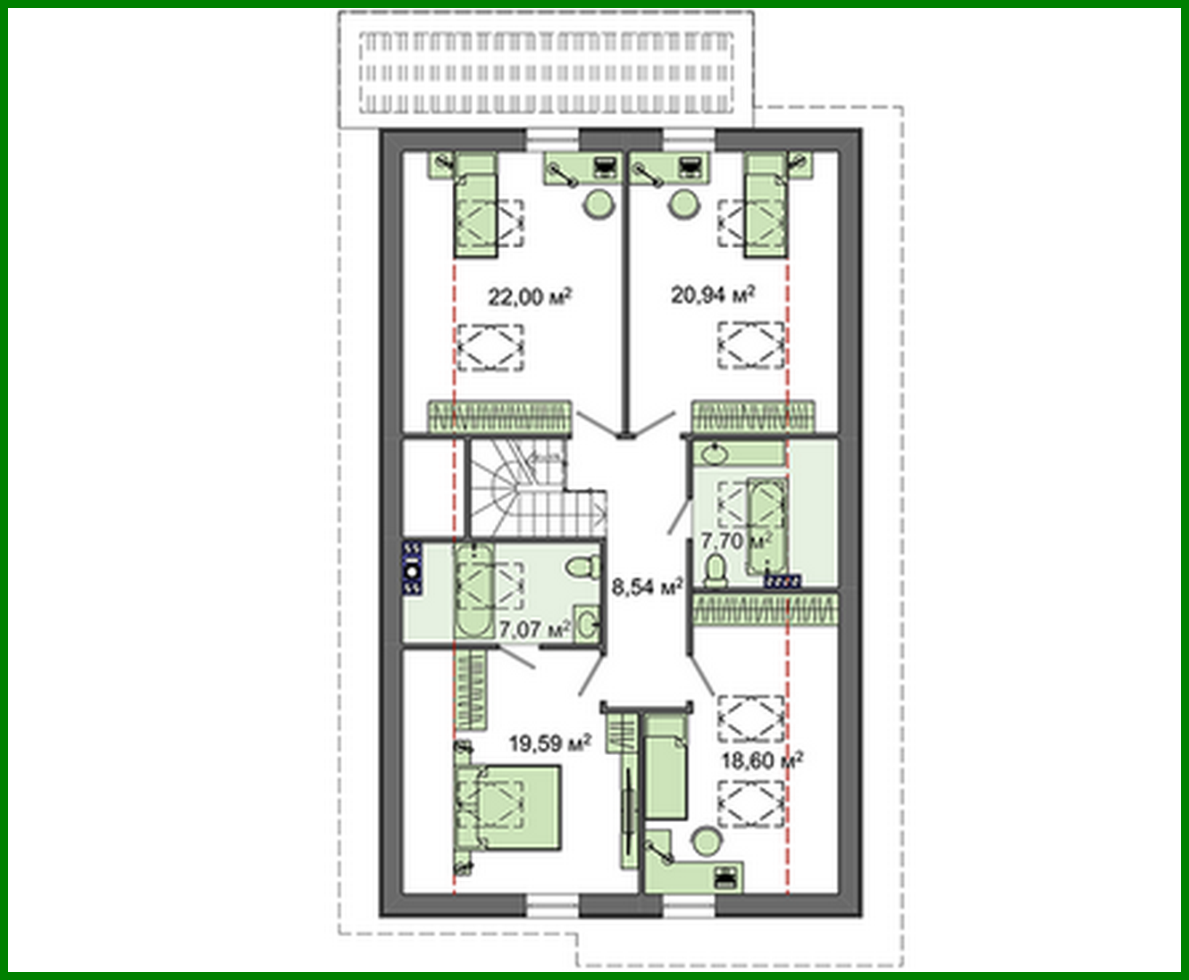 Visualization gallery - Modern project of a house with an attic for a narrow plot