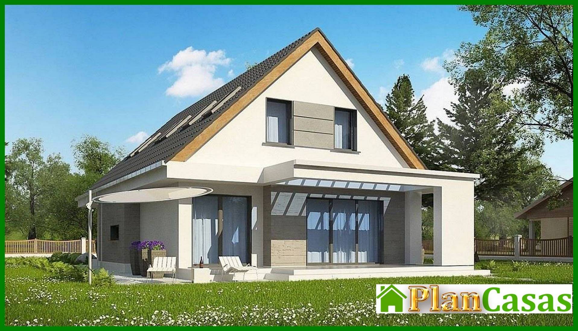 Visualization gallery - Modern project of a house with an attic for a narrow plot