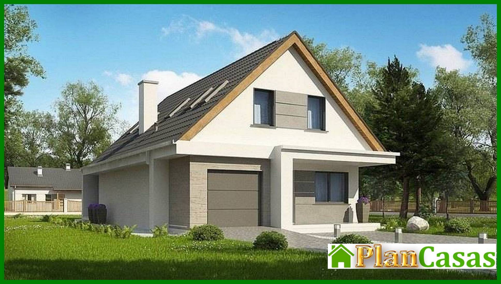 Visualization gallery - Modern project of a house with an attic for a narrow plot