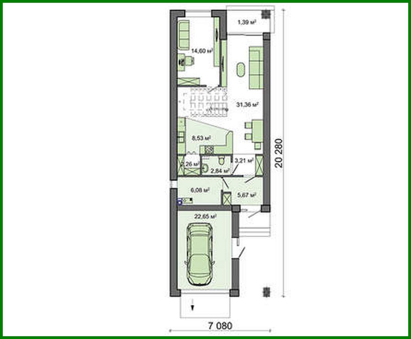 Visualization gallery - Project of a two-story house for a narrow plot