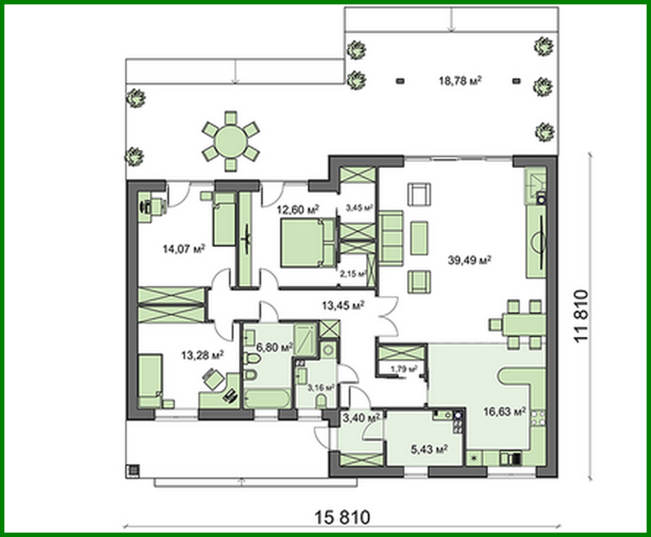 Visualization gallery - The project of a one-story cottage in a modern style