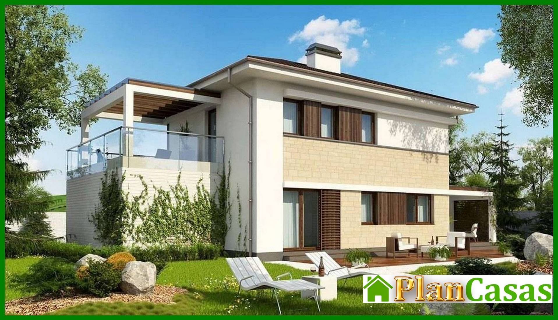 Visualization gallery - The project of a two-storey modern cottage with a garage