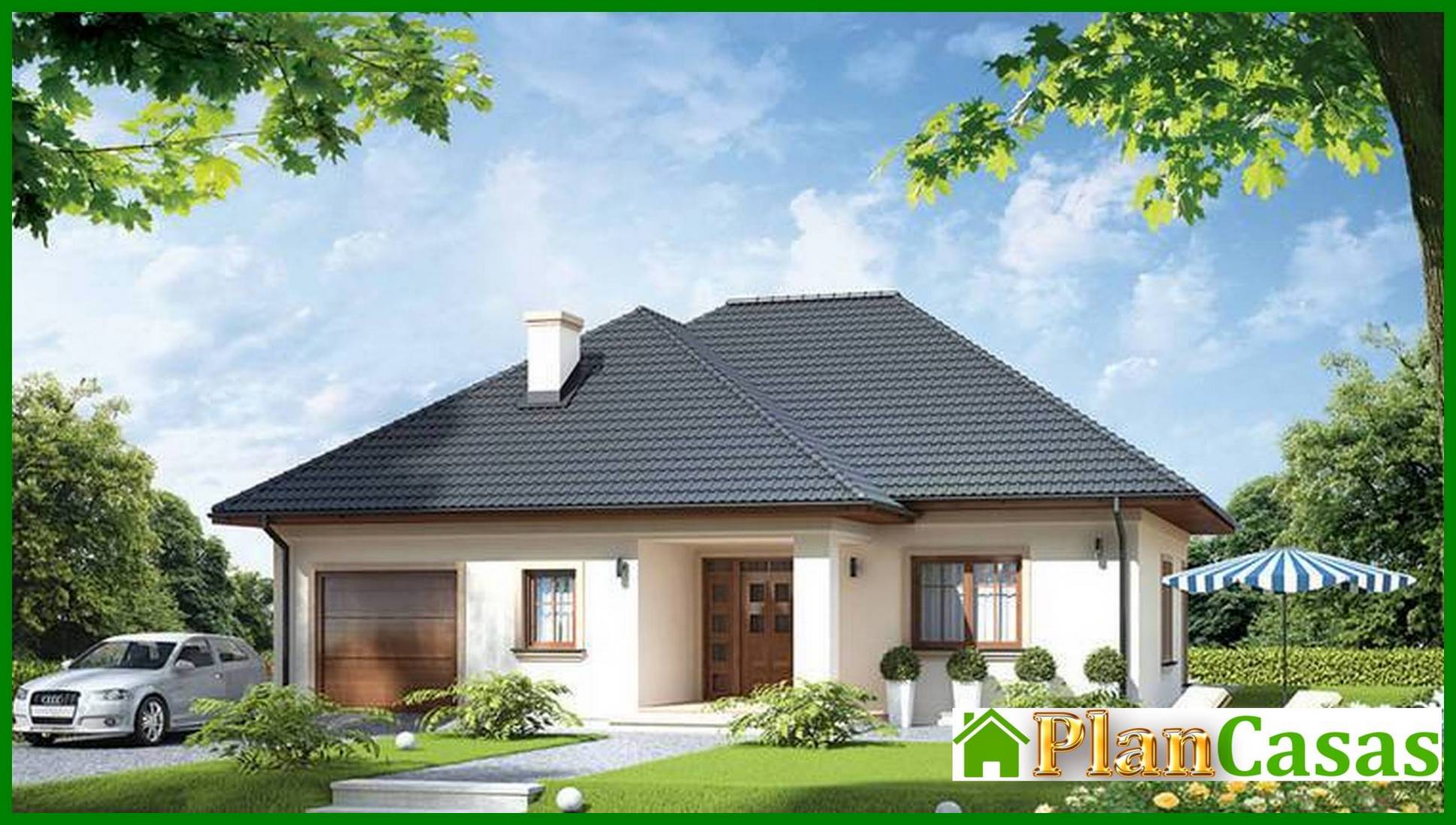 The project of a one-story residential building with a spacious seating area house plan