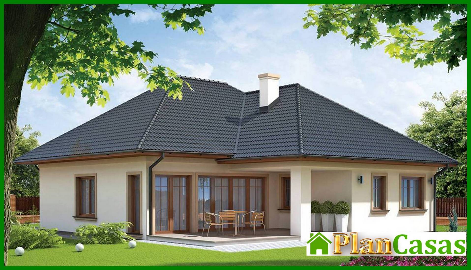 Galería de visualizaciones - Proyecto de un edificio residencial de una planta con una amplia zona de estar