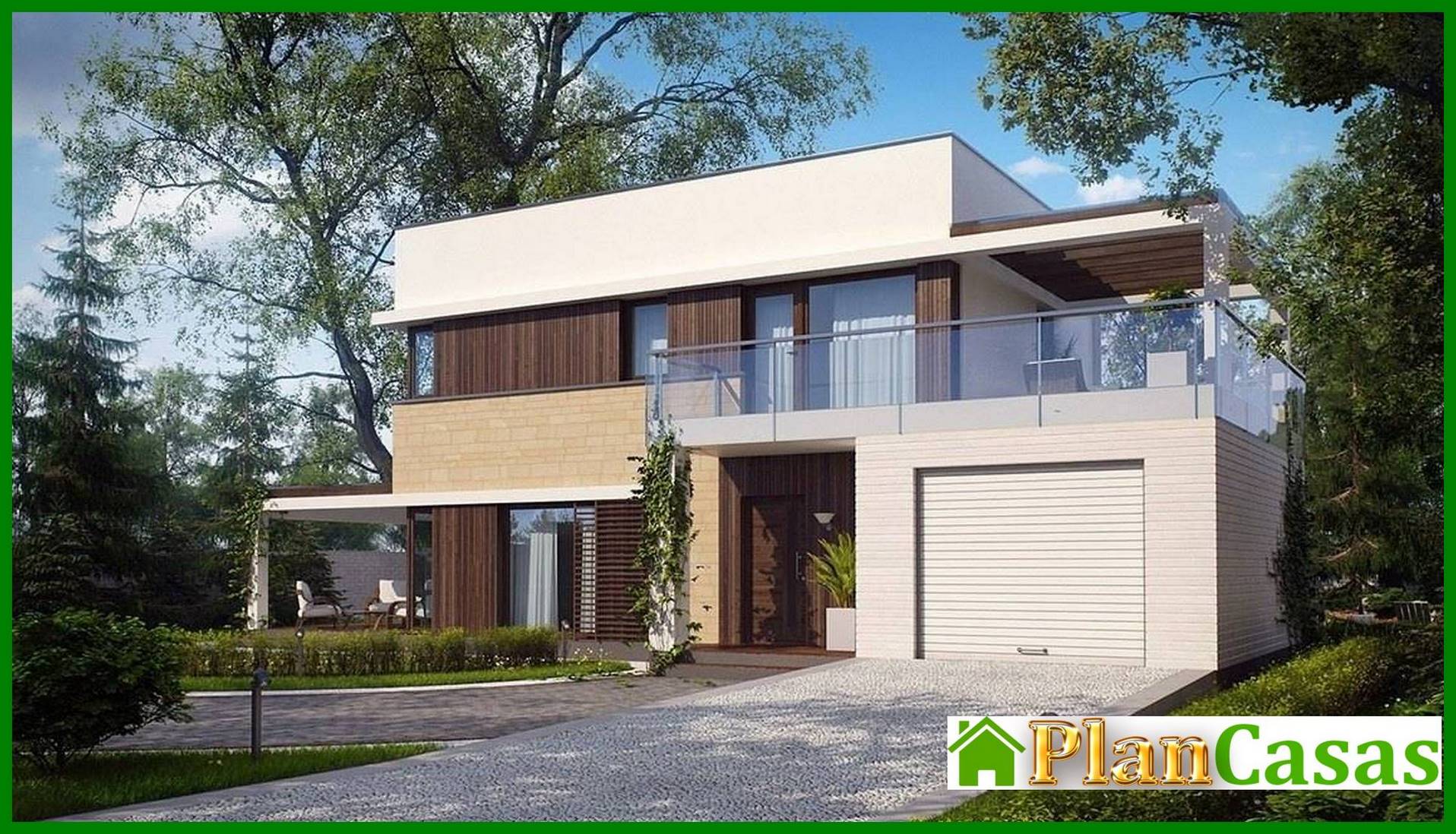 Visualization gallery - Project of a modern house with a frontal living room