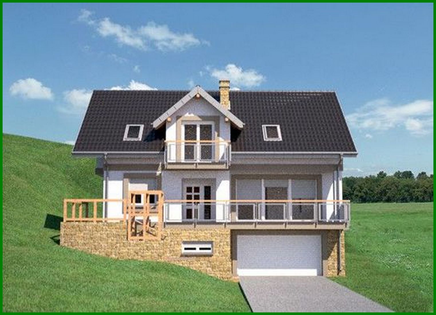 Visualization gallery - House project with a garage for two cars in the basement