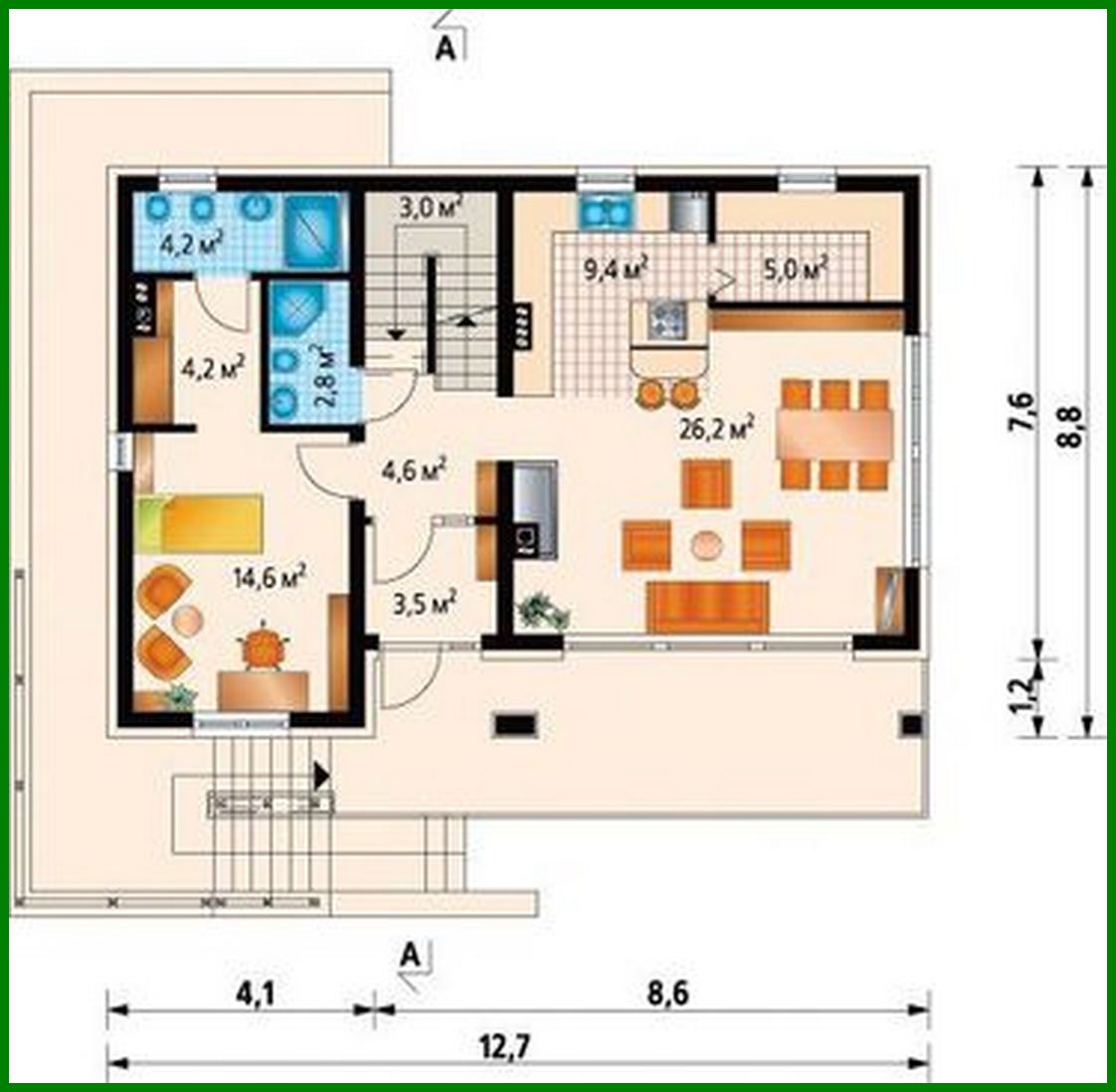 Visualization gallery - House project with a garage for two cars in the basement
