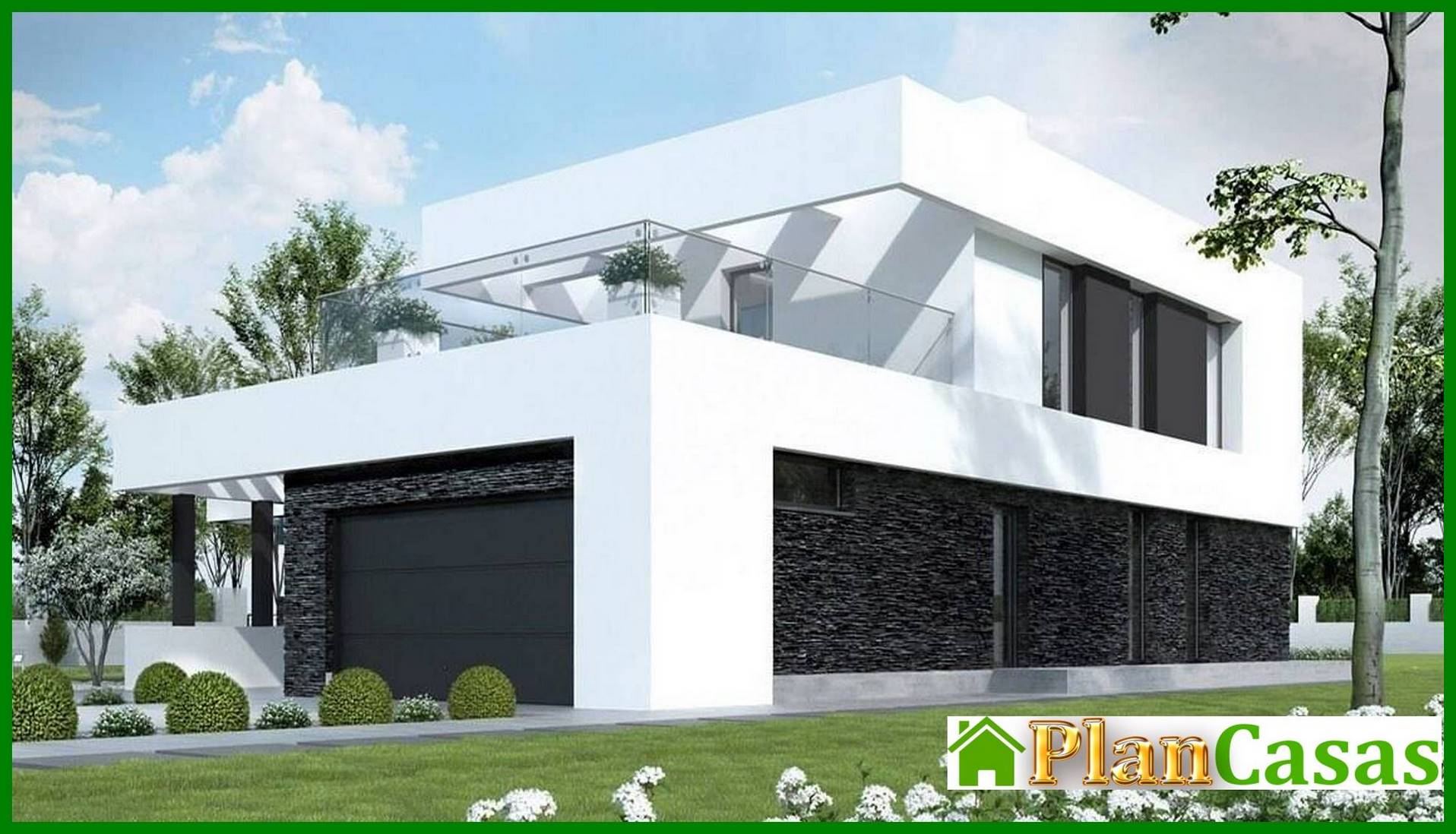 Visualization gallery - Beautiful project of a two-story house in the style of minimalism