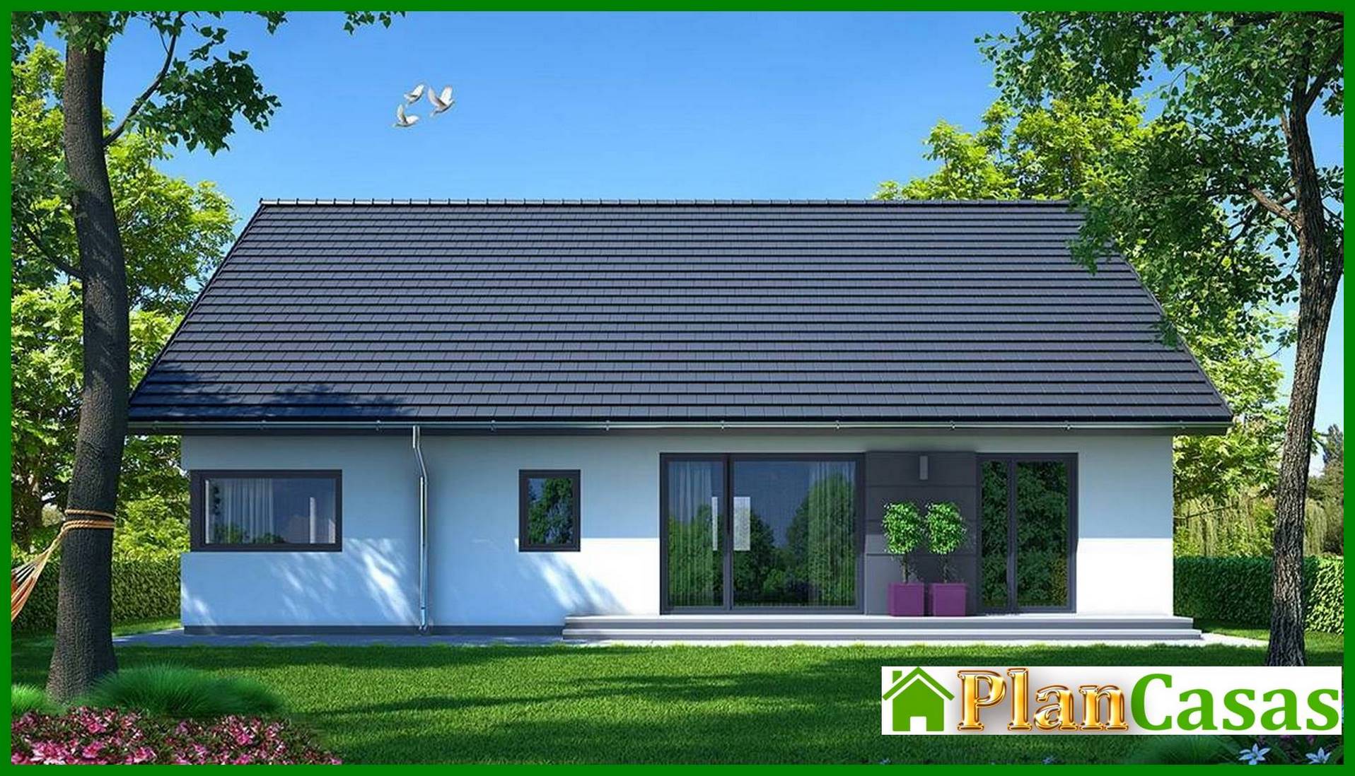 Project of a modern residential building with garage and attic house plan