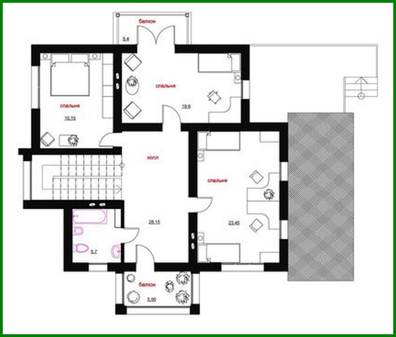 Visualization gallery - Two-storey bright house with an unusual roof