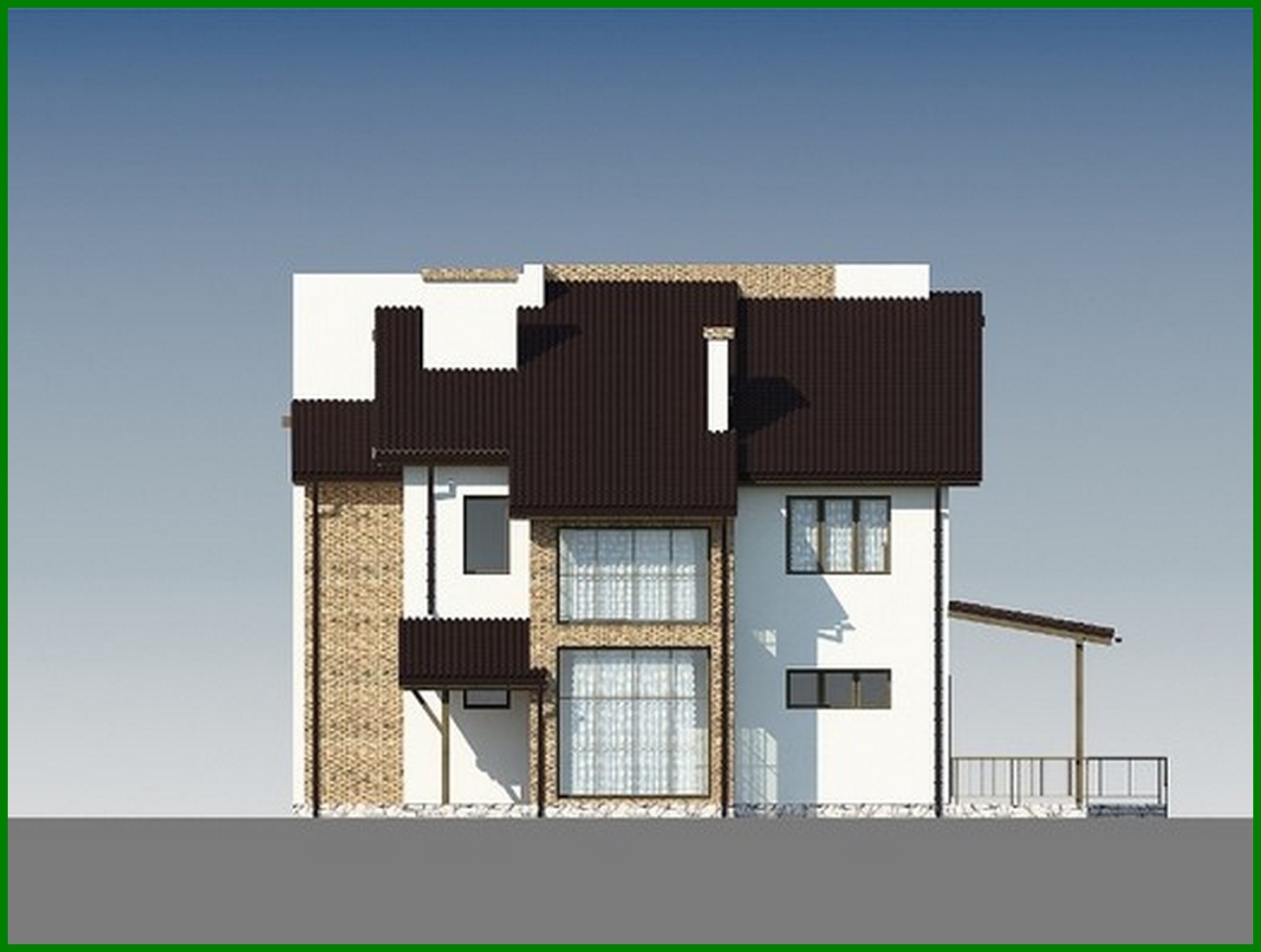 Visualization gallery - Two-storey bright house with an unusual roof