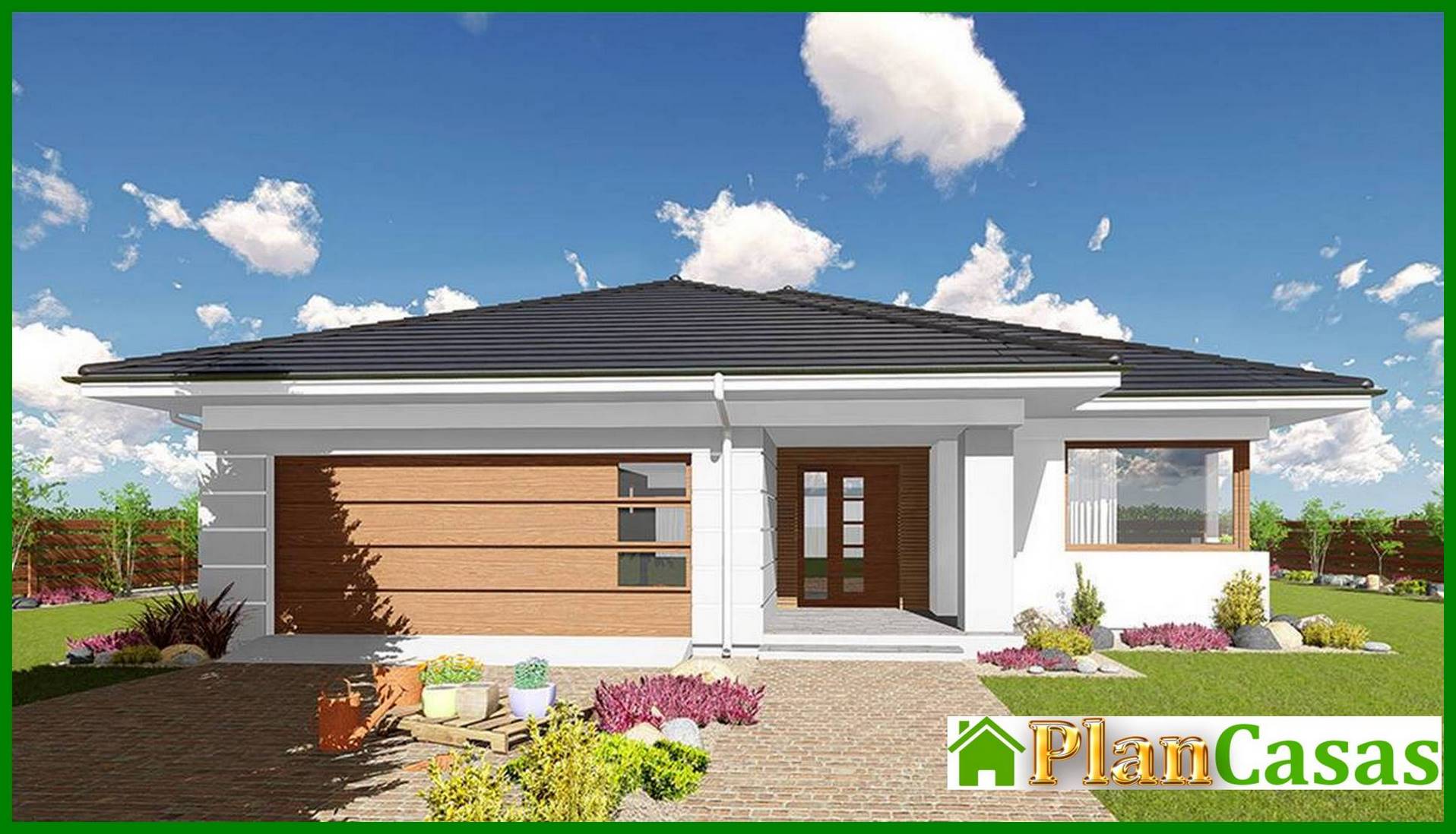 Visualization gallery - Spacious one-story residential building with a living room in the center