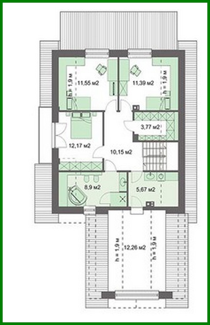 Visualization gallery - Residential building with a spacious garage and three bedrooms