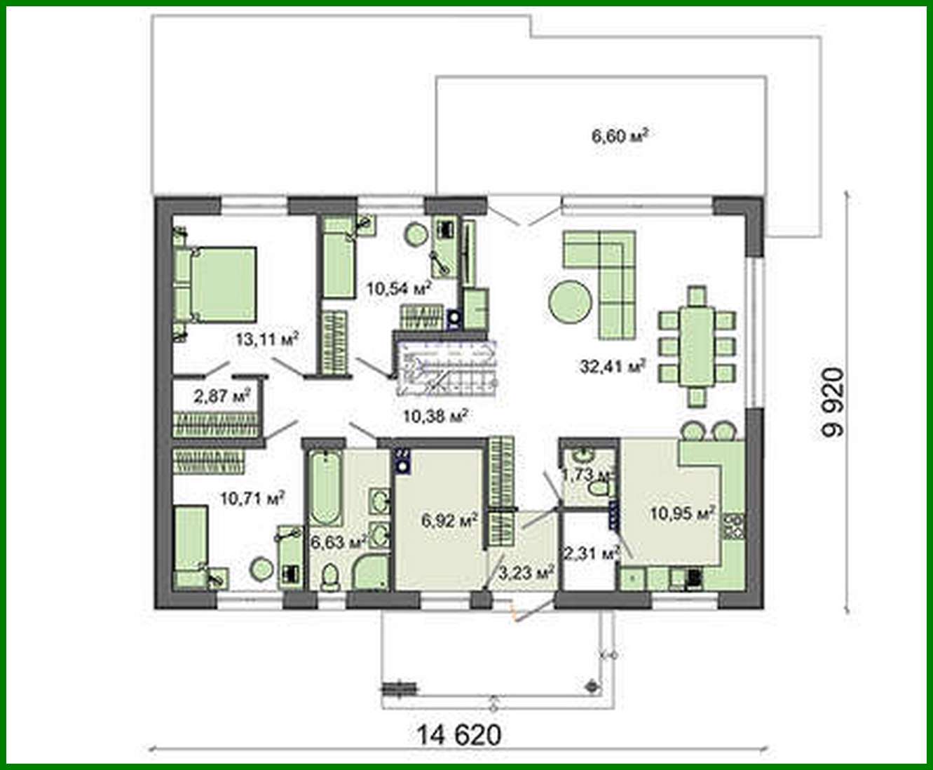 Visualization gallery - Beautiful house building with a spacious living room