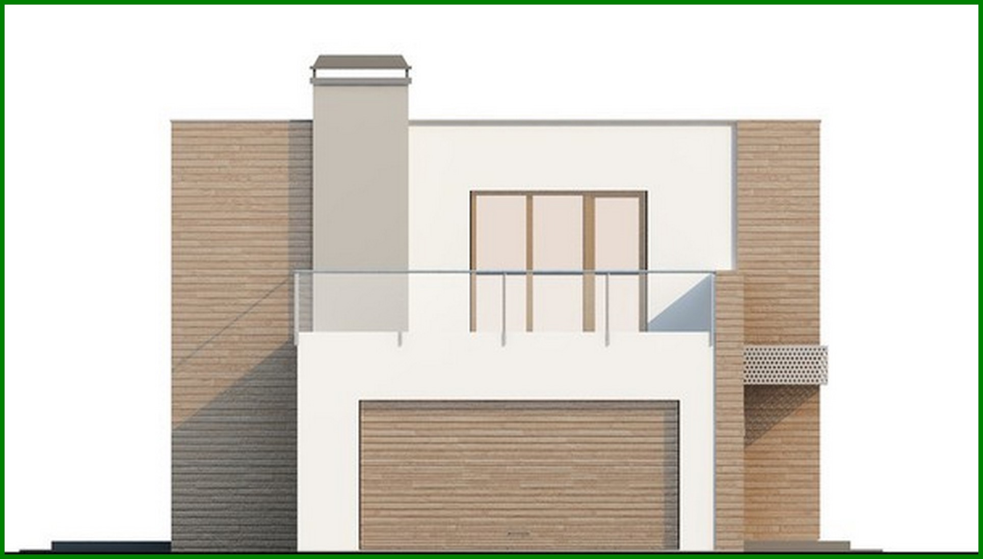 Visualization gallery - The project of a two-story modernist house with a terrace above the garage