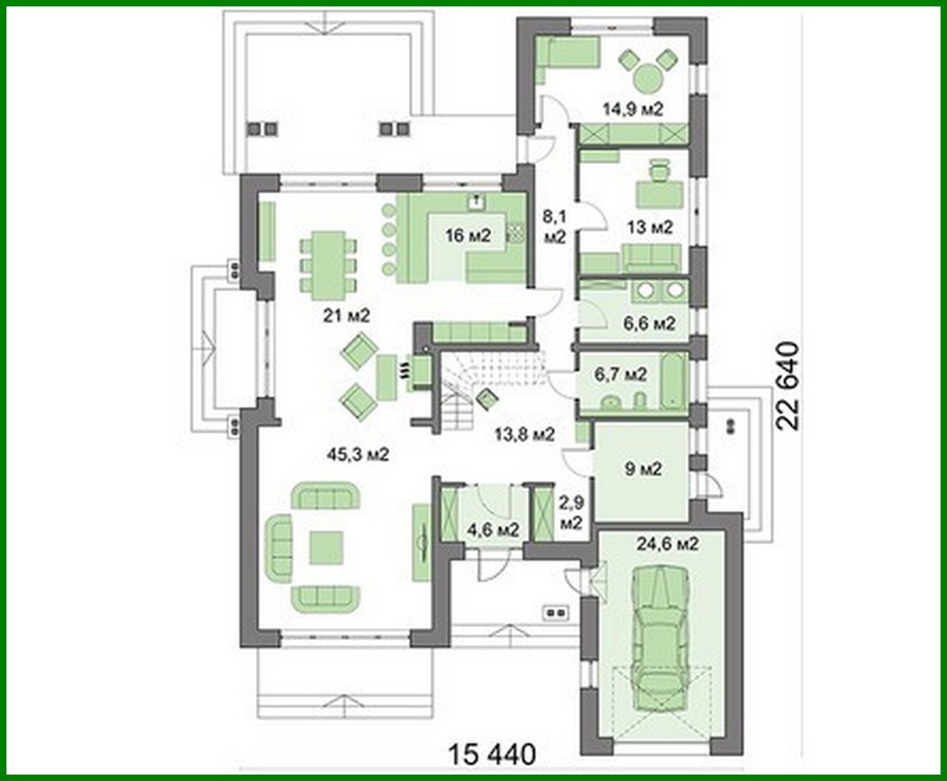 Visualization gallery - Two-story cottage with a living room and a garage