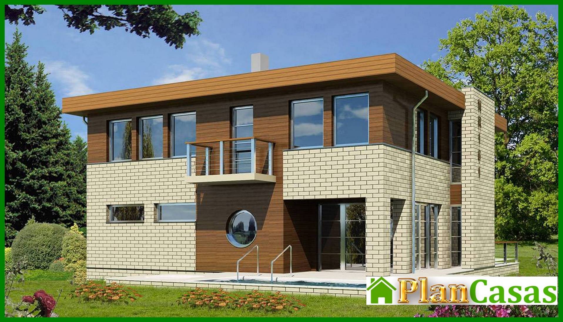 Visualization gallery - A chic house decorated with brick and wood