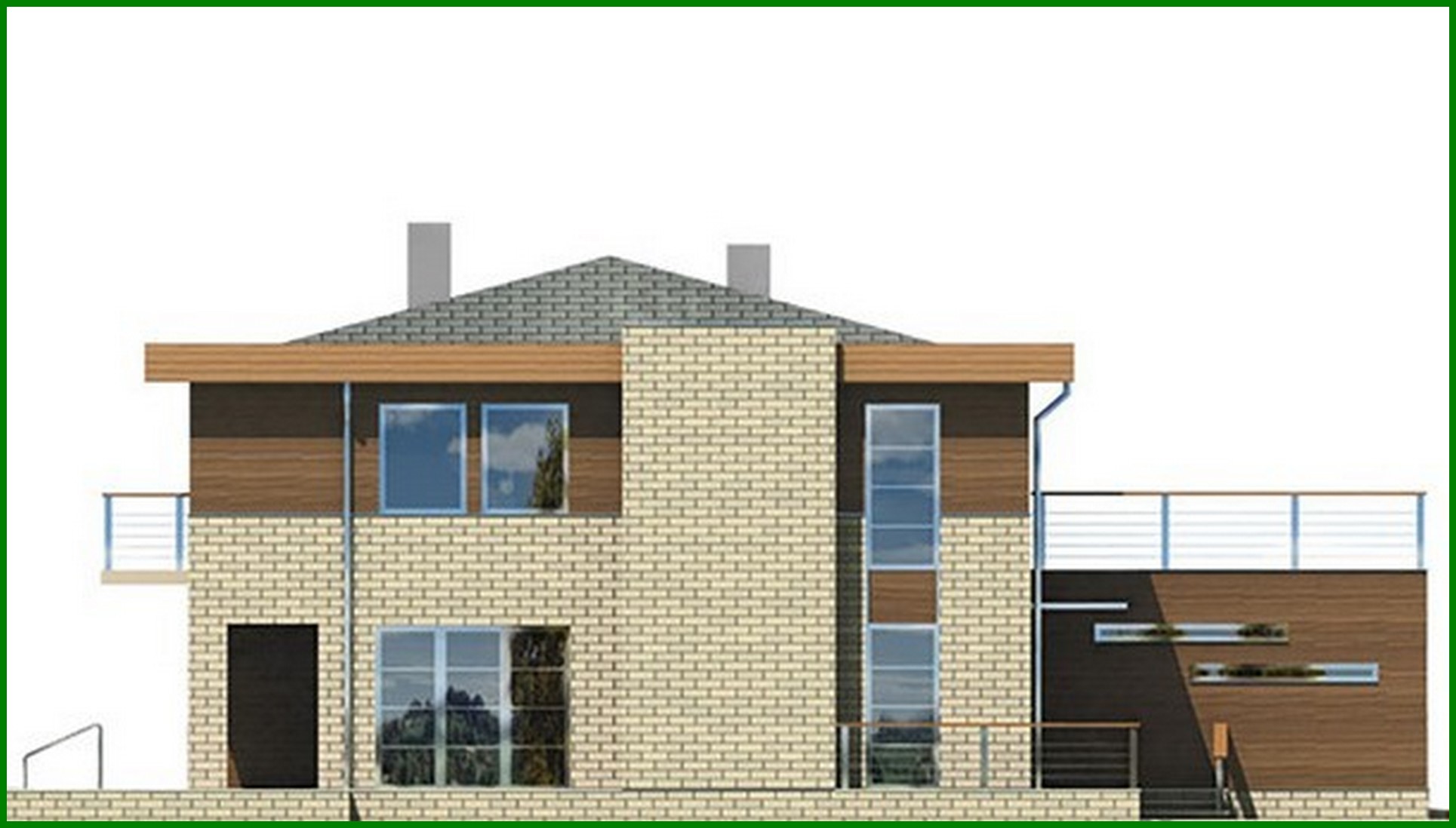 Visualization gallery - A chic house decorated with brick and wood