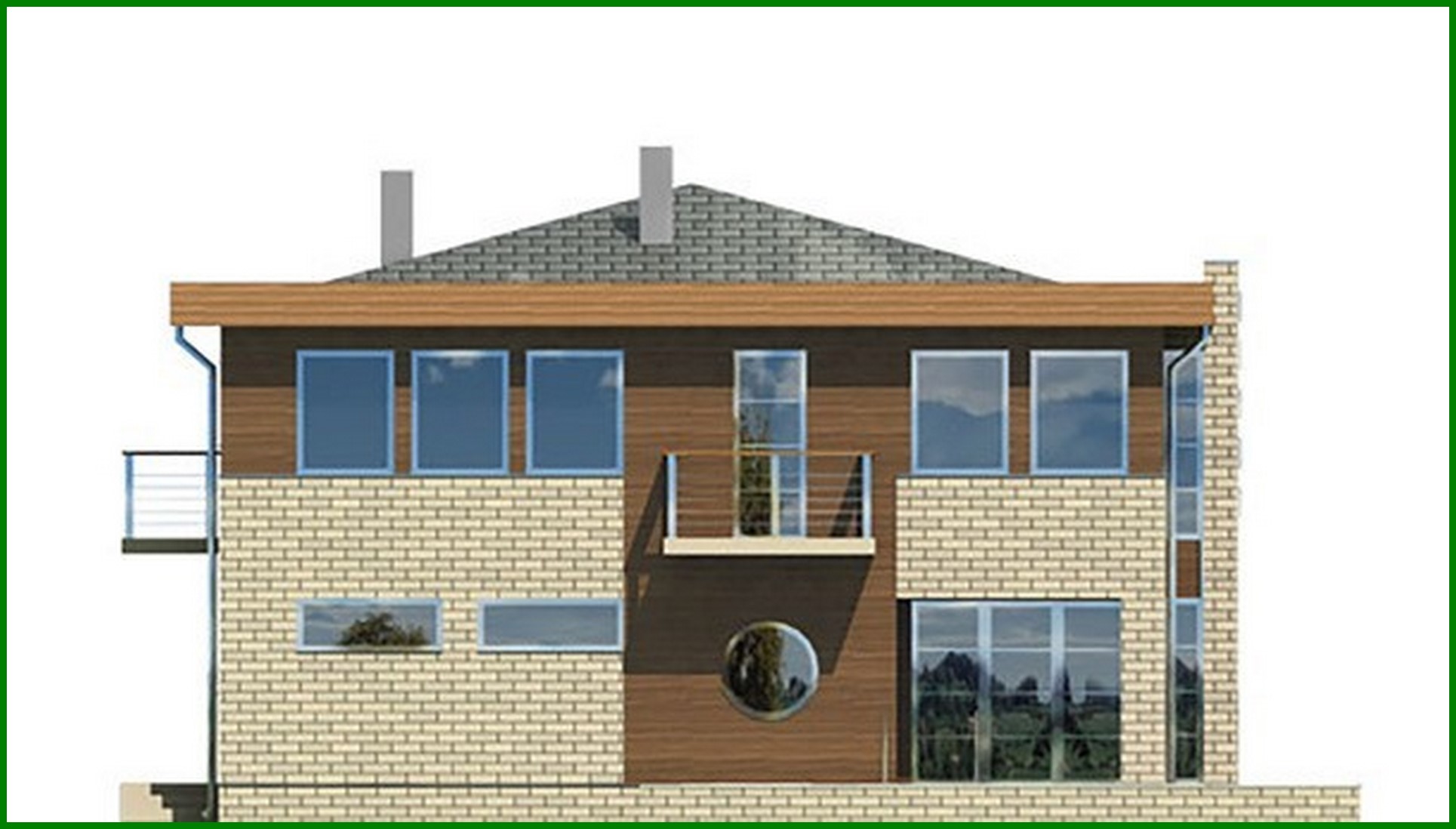 Visualization gallery - A chic house decorated with brick and wood