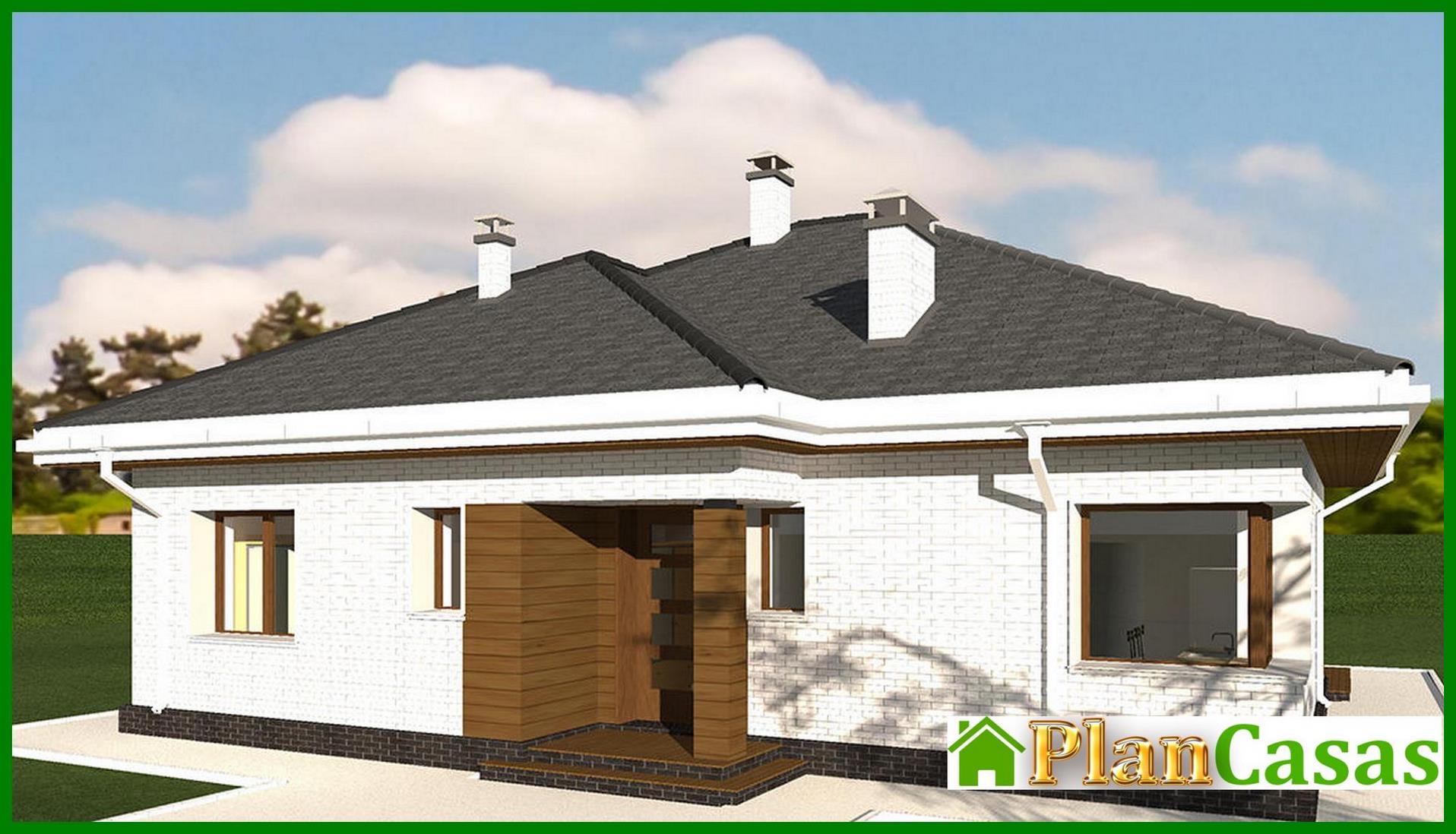 Visualization gallery - Project of a beautiful cottage decorated with bricks and two bedrooms, a large wardrobe