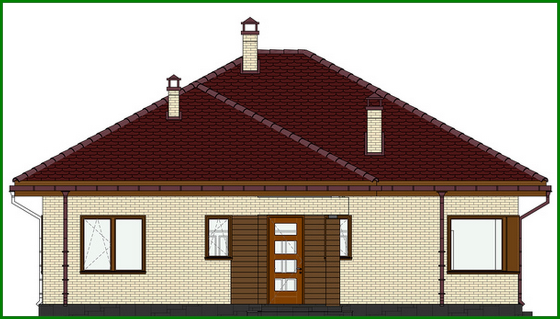 Visualization gallery - Project of a beautiful cottage decorated with bricks and two bedrooms, a large wardrobe