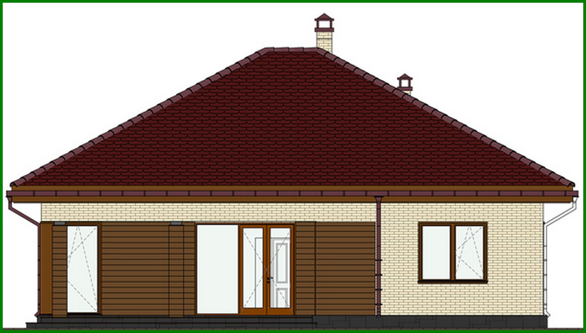 Visualization gallery - Project of a beautiful cottage decorated with bricks and two bedrooms, a large wardrobe