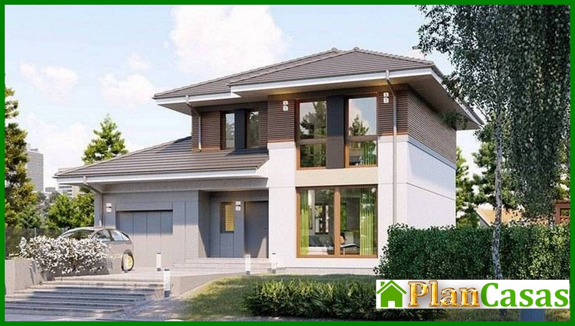 Beautiful two-story coffee color house house plan