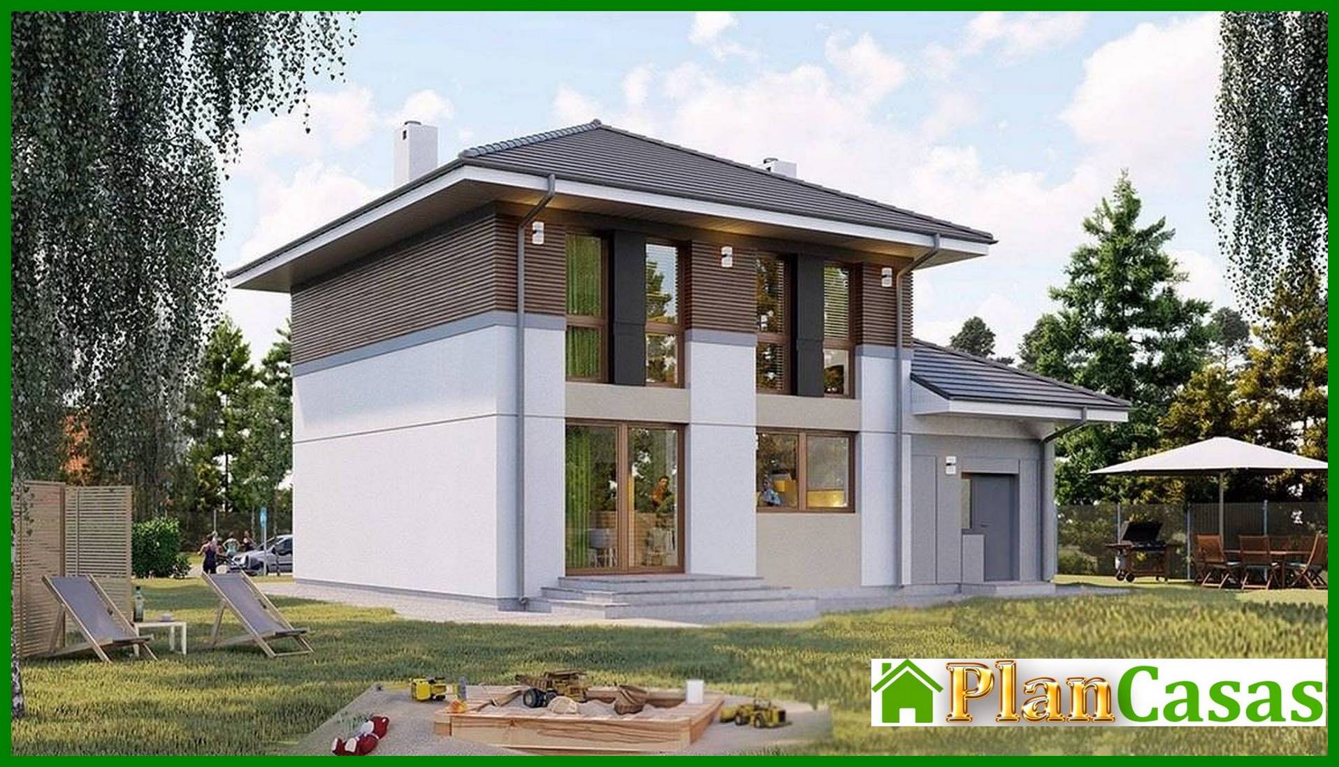 Visualization gallery - Beautiful two-story coffee color house