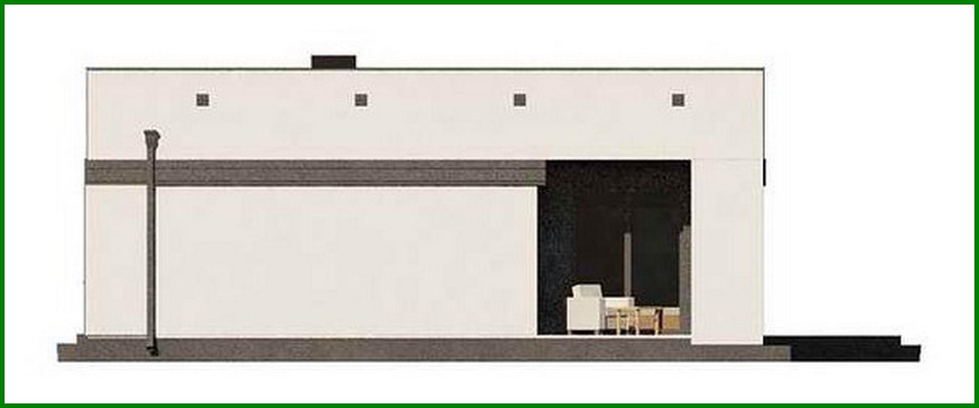 Visualization gallery - High-tech stylish single-storey house project with pool and one-car garage