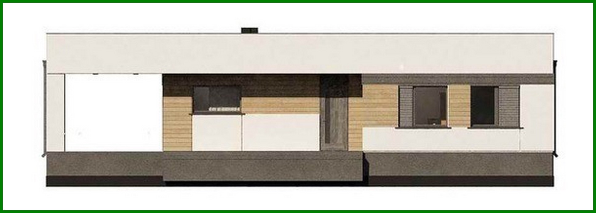 Visualization gallery - High-tech stylish single-storey house project with pool and one-car garage