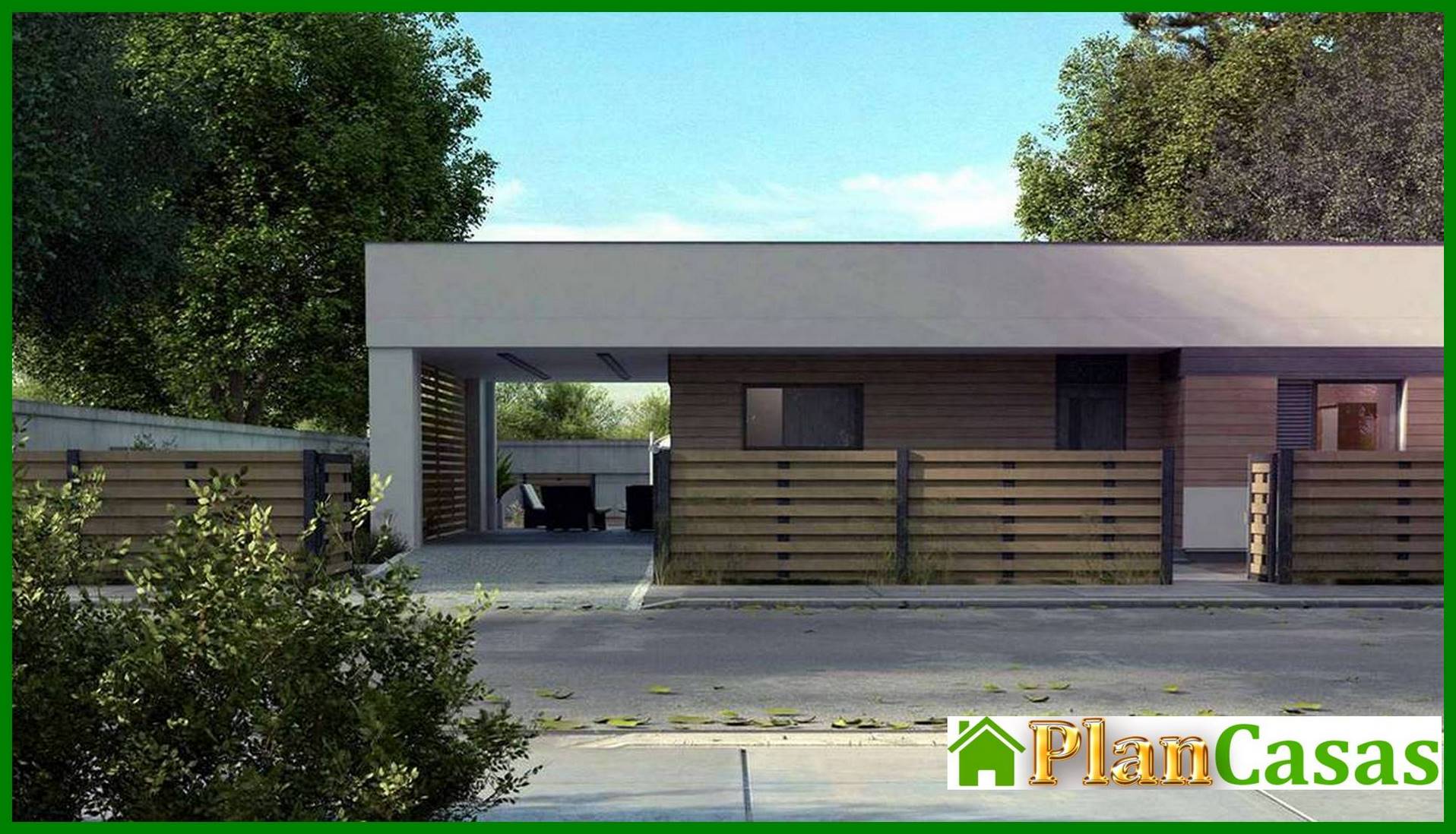 Visualization gallery - High-tech stylish single-storey house project with pool and one-car garage