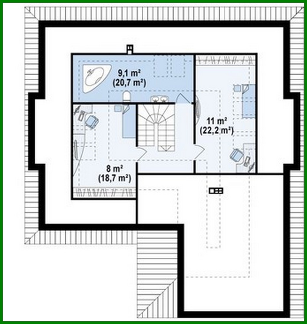 Visualization gallery - Three-bedroom house project with frontal garage