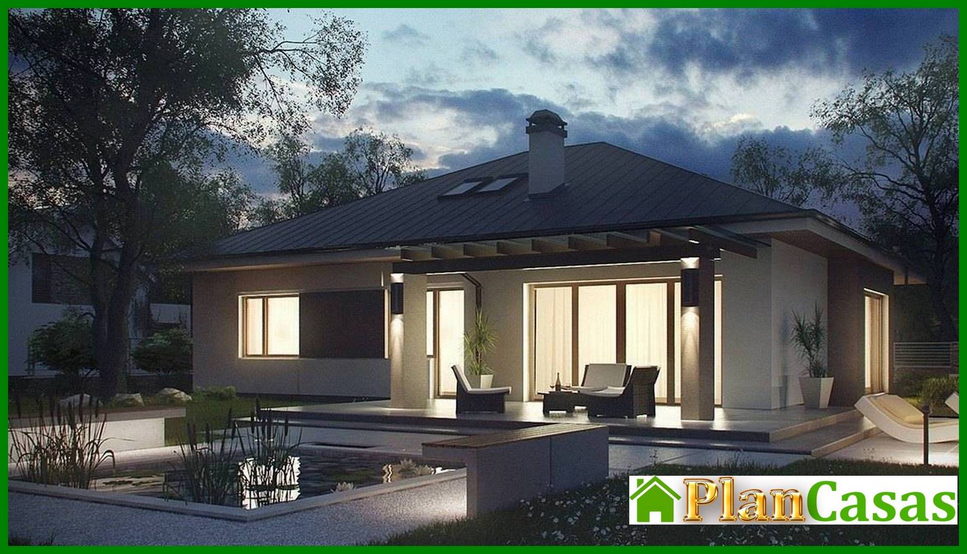 Three-bedroom house project with frontal garage house plan