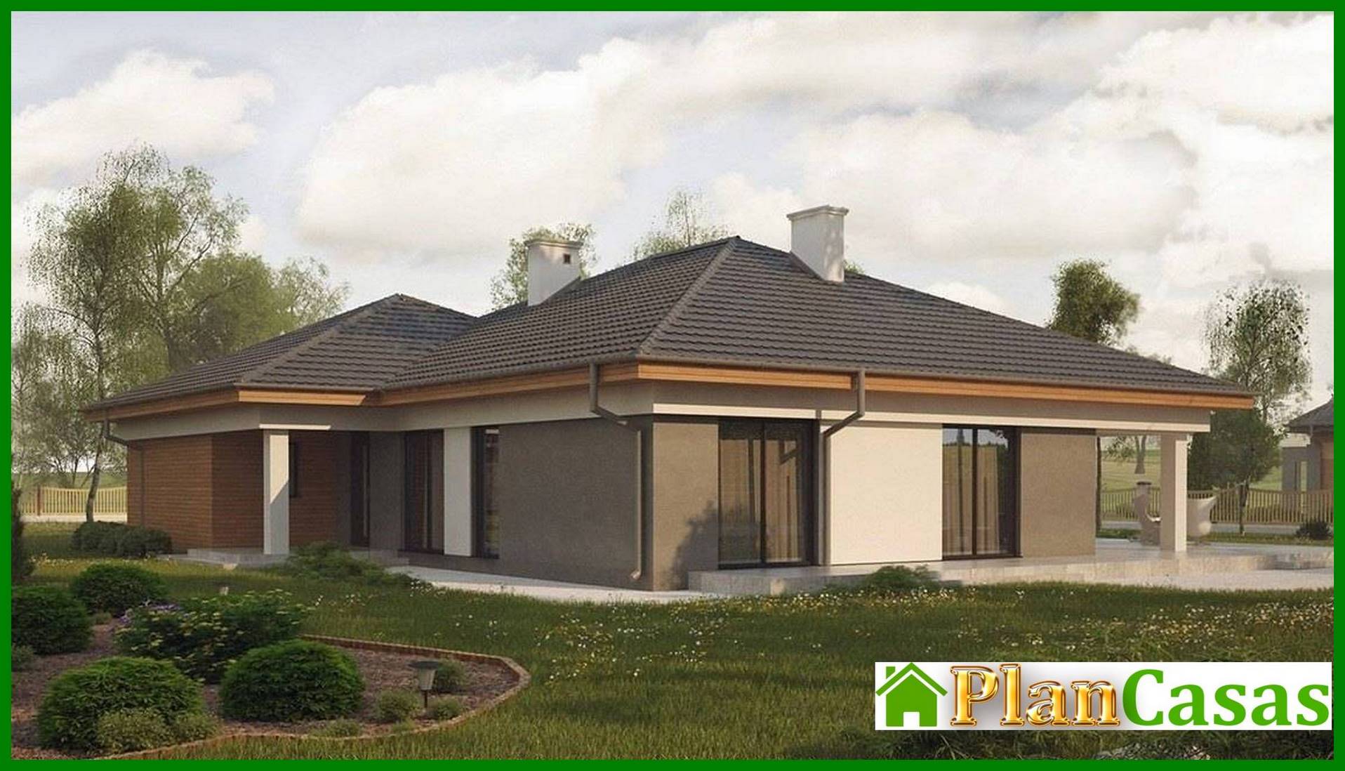 Visualization gallery - One-storey house project with bay window and terrace