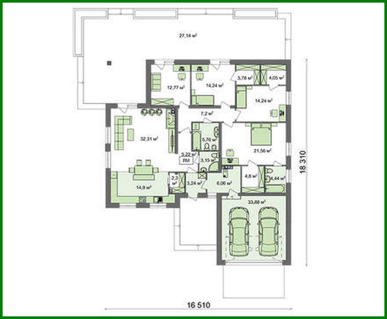 Visualization gallery - One-storey house project with a terrace