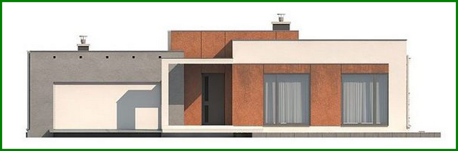 Visualization gallery - Project of a modern house with a flat roof and a garage for two cars