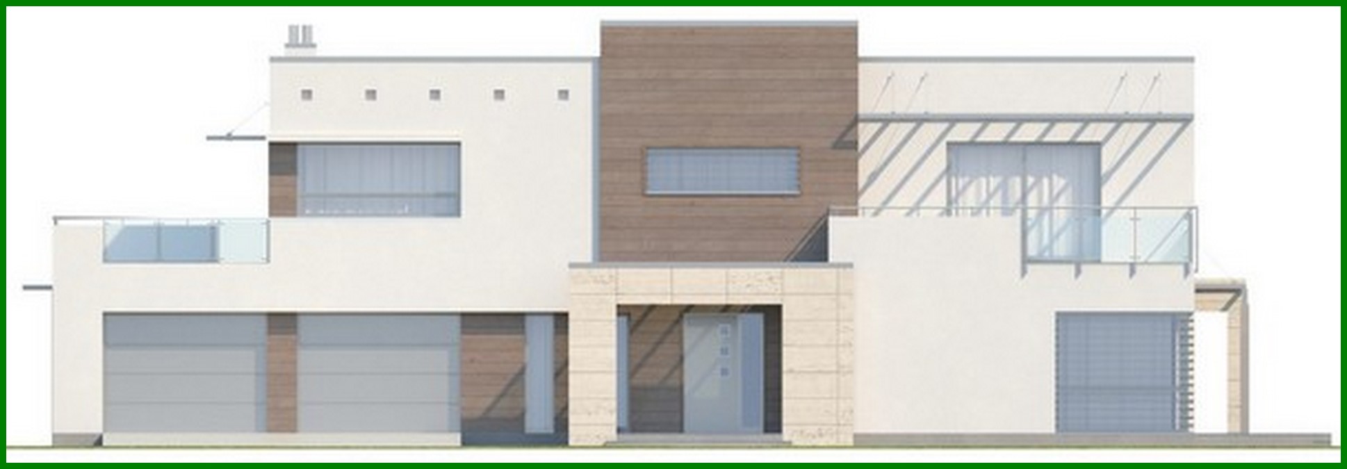 Visualization gallery - The project of a cottage with a garage for two cars