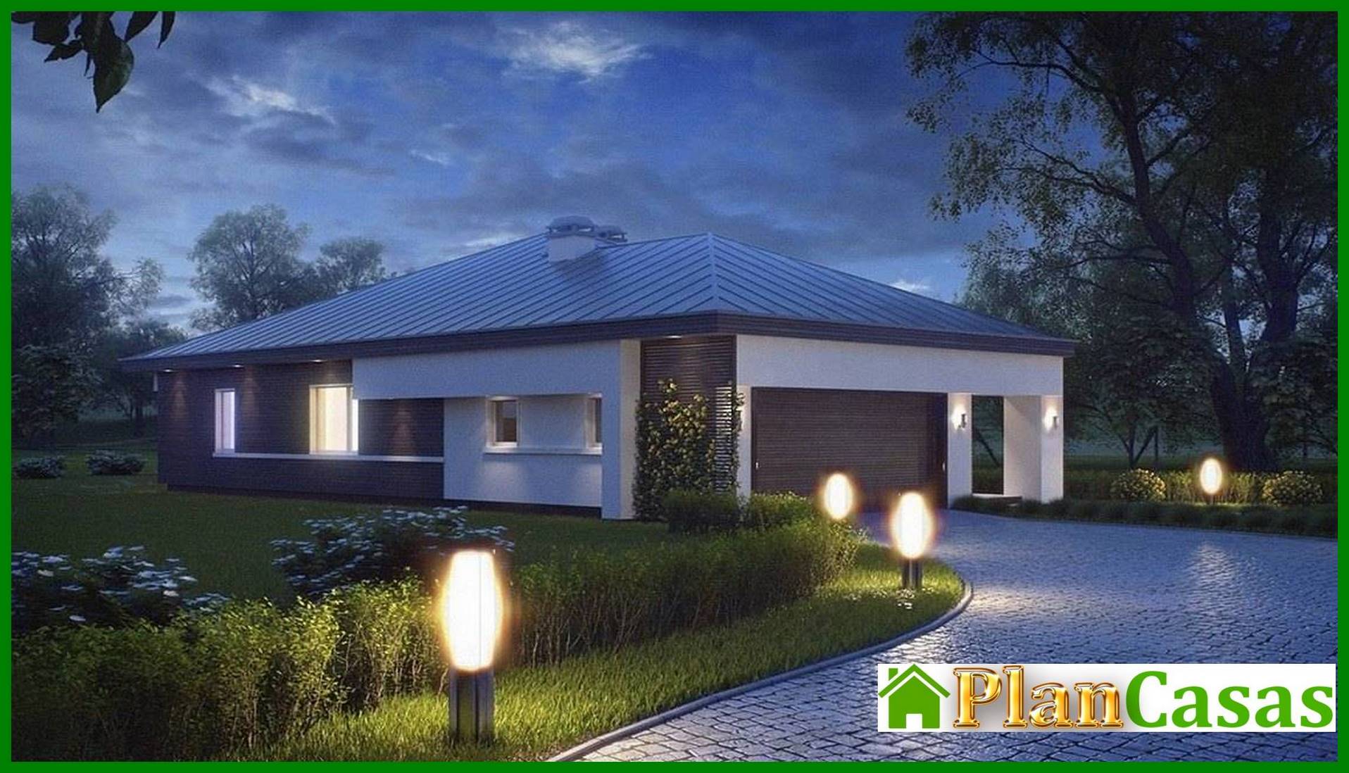 Visualization gallery - The project of a one-story cottage with a garage for two cars