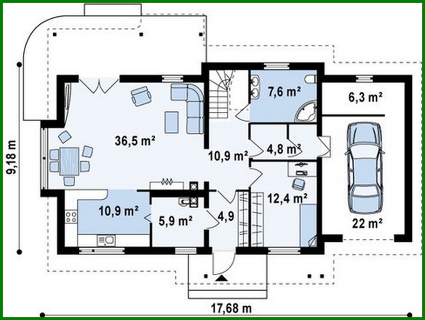 Visualization gallery - Project of a large house with an attic and a garage