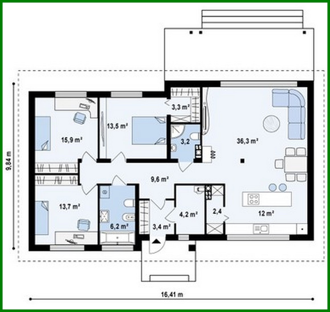 Visualization gallery - The project of a one-story classic cottage