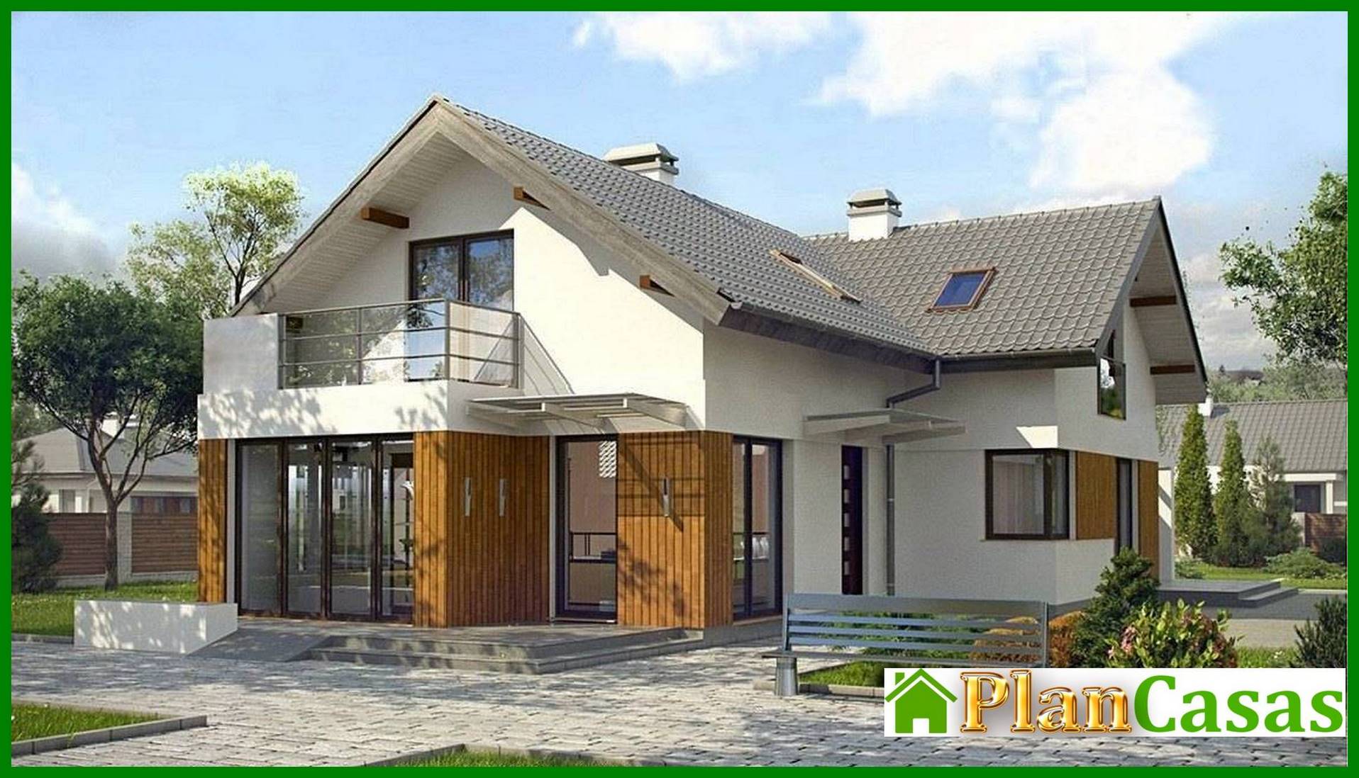 Visualization gallery - Project of a house with an attic and an additional room on the ground floor