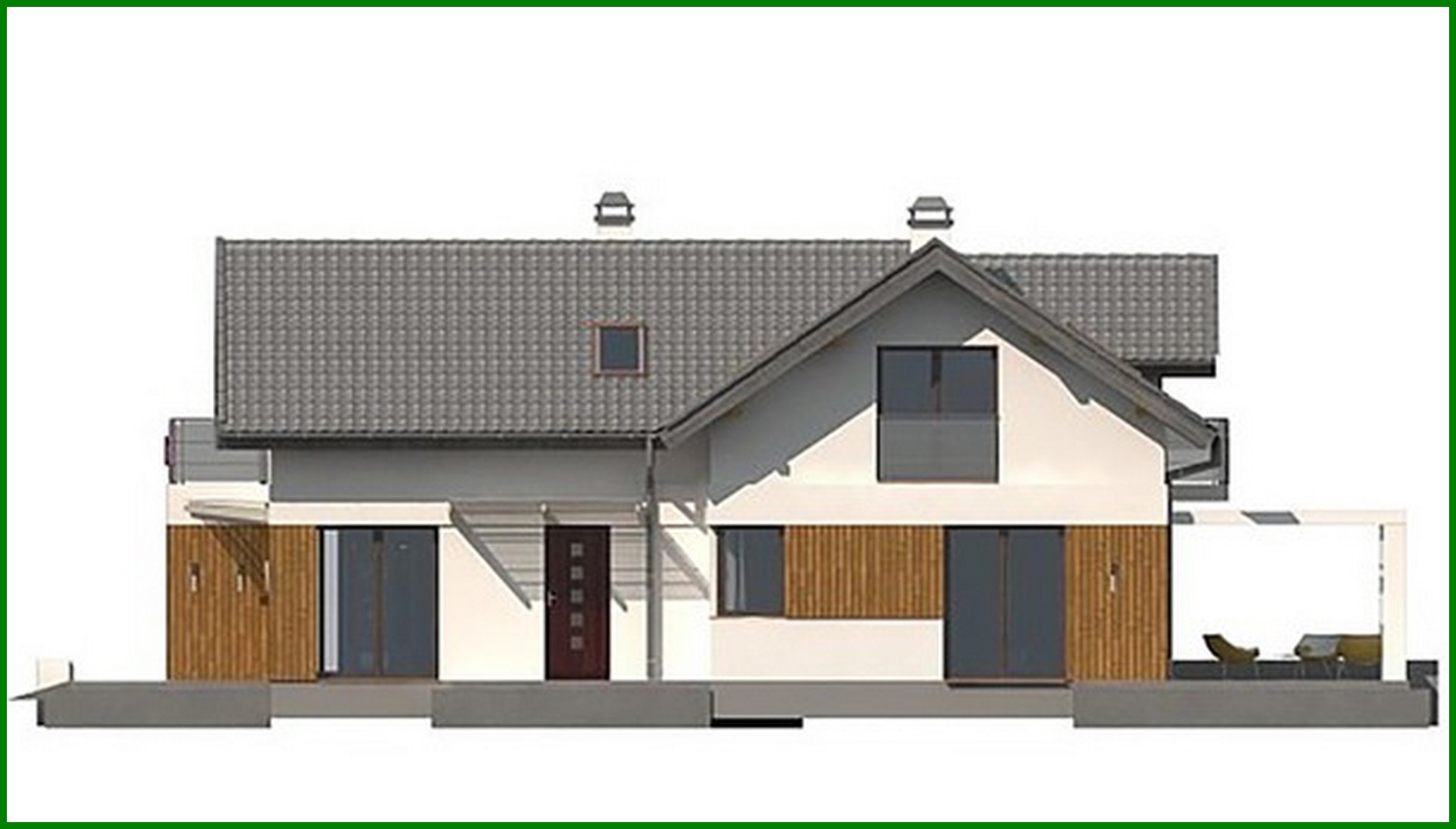 Visualization gallery - Project of a house with an attic and an additional room on the ground floor