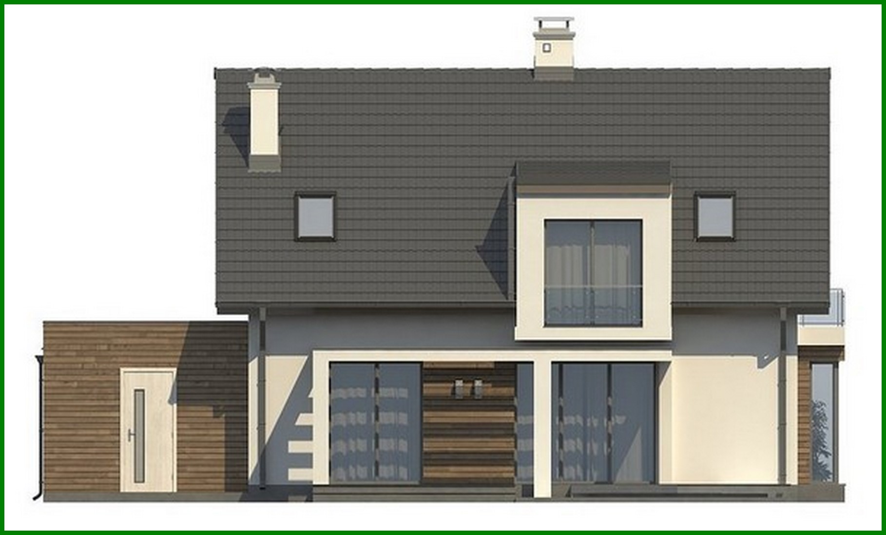 Visualization gallery - Cottage project with an original attic and garage