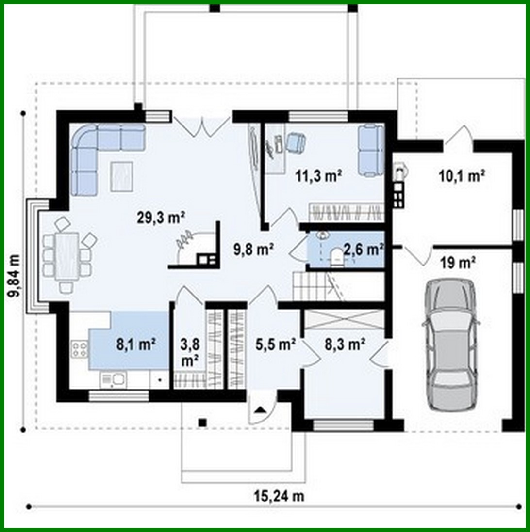 Visualization gallery - Cottage project with an original attic and garage