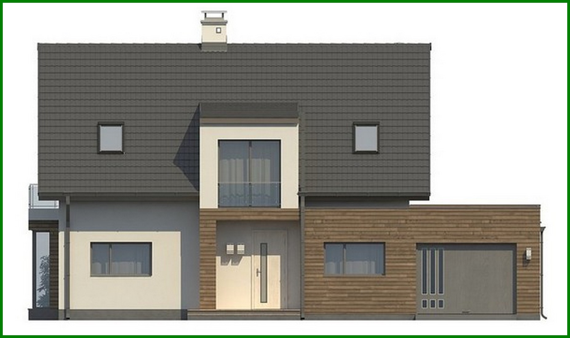 Visualization gallery - Cottage project with an original attic and garage