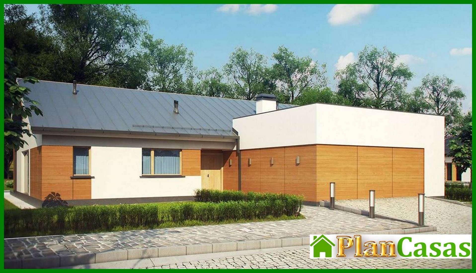 Visualization gallery - The project of a single-storey house of a simple form with a garage for two cars