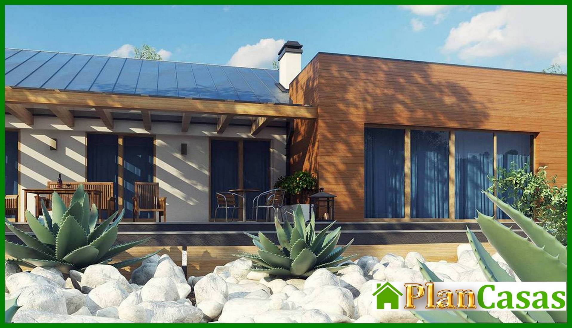 Visualization gallery - The project of a single-storey house of a simple form with a garage for two cars